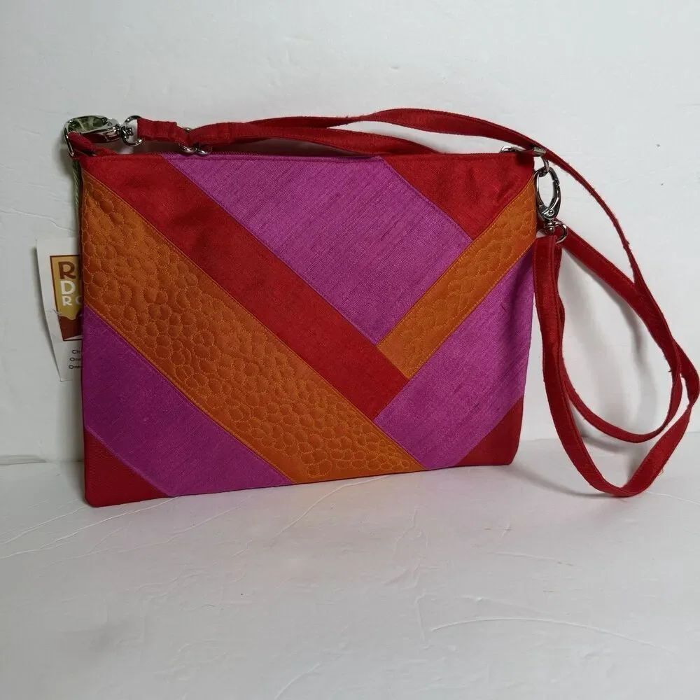 Red Dirt Road Patchwork Crossbody Purse Pink Red Orange Quilted NWT Handmade